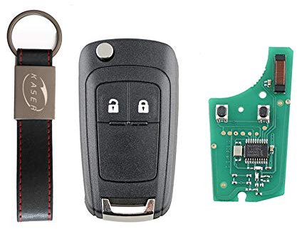 KASER Chiave Telecomando con Scheda Elettronica 2 Tasti compatibile per Opel Astra Corsa C Meriva Tigra Combo (433MHZ ID46) Transponder con Portachiavi