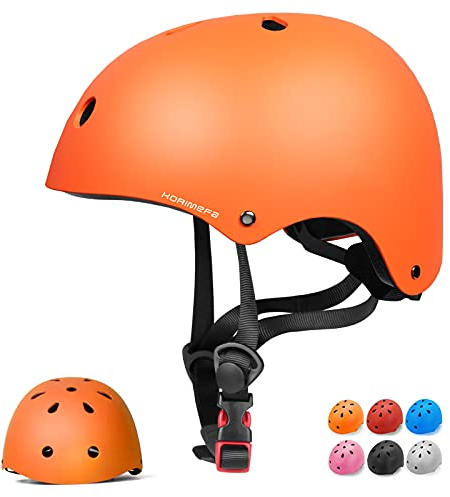 Casco Bicicleta para Niños Casco Infantil Ajustable para Monopatín Patinaje BMX Esquiar, Casco para multibles Deportes niño niña de Edad de 3-13 años (Naranja, Medium)