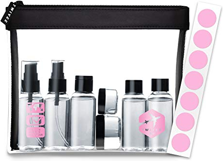 TWIVEE - Kulturbeutel transparent mit Reiseflaschen-Set - 1 Liter - Reiseset - Unisex - Travel Set transparent - Handgepäck Flüssigkeiten