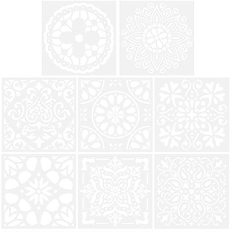 Healifty 8 Stück Mandala-Schablonen für Boden Wand Fliesen Stoff Holz