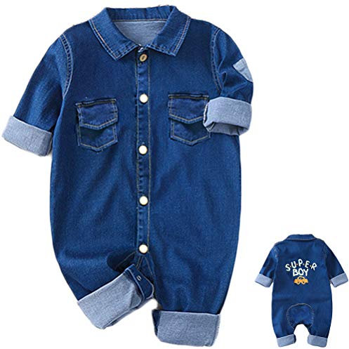 Odziezet Salopette Jeans a Manica Corta da Neonato Bimbo Jumpsuit Pantaloni Tute Outfit Estive, 0-12 Mesi