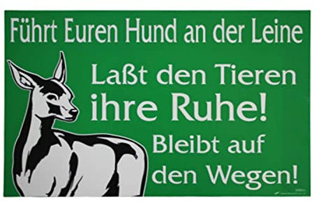 Cartello di avvertimento – cane al guinzaglio – .Tiere.Bleibt auf dem Weg – Gr. ca. 40 cm x 25 cm - 309854 verde
