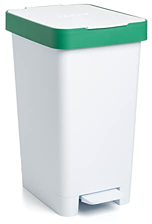 TATAY Mülleimer Küche Smart, 25L Fassungsvermögen, Einziehbares Pedal, Polypropylen, BPA-frei, 30L Müllsack. Grün. Maße 26 x 36 x 47cm