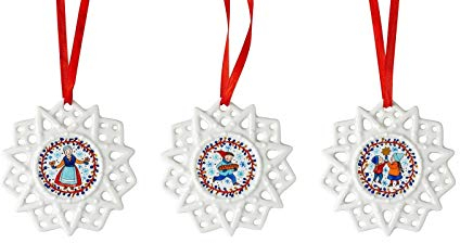 Hutschenreuther 3 Schmucksterne 2020 Weihnachtsbäckerei 3er-Set - Hängende Schmucksterne aus Porzellan für Weihnachten