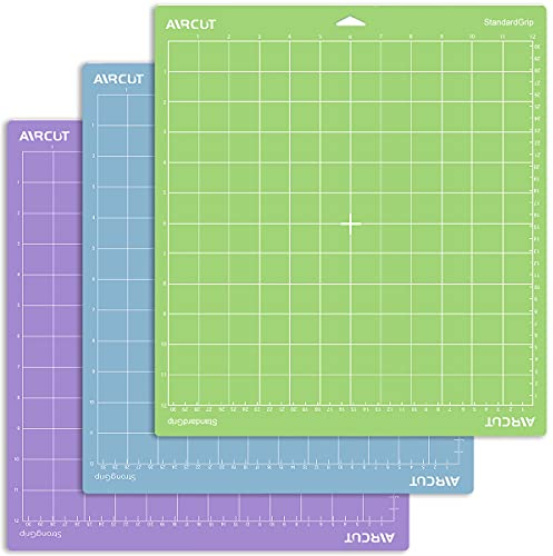 AIRCUT Schneidematte für Cricut Maker/Explore Air 2/Air/One (30,5 x 30,5 cm, StandardGrip, LightGrip, StrongGrip) mehrfache selbstklebende Quilting Cricket Schneidematten Ersatzzubehör für Cricut