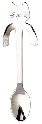 Cucchiaino caffè gatto argento idea regalo divertente tisane tè dessert utensili casa cucina simpatico decorativo