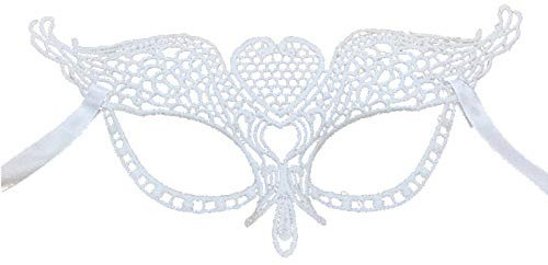 Jamron Damen Elegant Weiß Spitzen Augenmaske für Masquerade Halloween Party Abschlussball Karneval Kostüm Maske SN07830 Herz