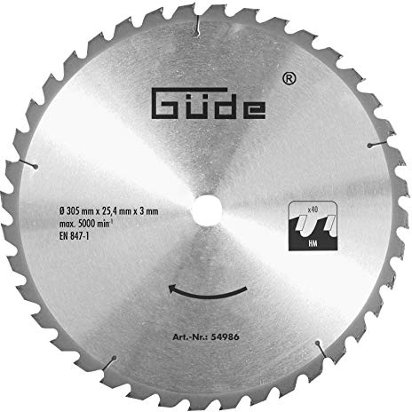 Güde Lame de scie 54986 HM 305 x 25,4 x 40 Z - En métal dur compatible avec 55017/55259, Grau