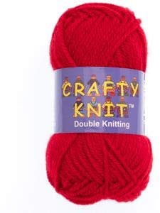 Crafty Knit Double Knitting Sewing & Crochet Craft Wool Yarn Coloured Balls 25g- Cherry