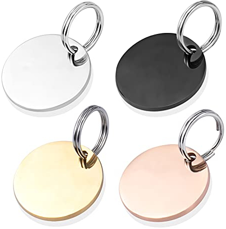 Hundemarke mit Gravur Personalisierte gravierte Hundemarken-Runde ID Tag Namensschilder für Katzen-/Hunde-Halsband (L, Gold)