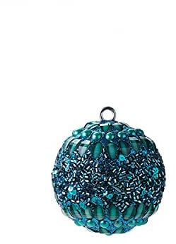 Weihnachtskugel Opium, Größe 6 cm, mit Perlen/ Pailetten/ Steinen, Verschiedene Muster Muster Blumenmuster türkis