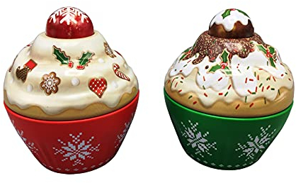 Kleine Cupcakes Weihnachten -Aufbewahrungsdose, Keksdose, Blechdose, Weihnachtsdose - lebensmittelecht - Vol. 0,12l - Maße: (Durchmesser x Höhe): 7,5 x 8,0cm