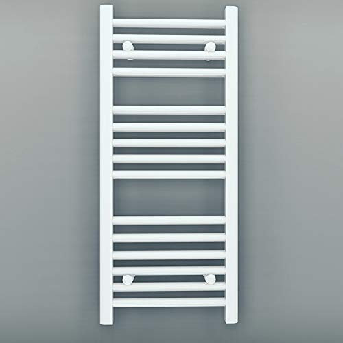 Myhomeware 500mm Wide Straight White Heated Bathroom Towel Rail Radiator For Central Heating UK (500 x 800 mm (h))