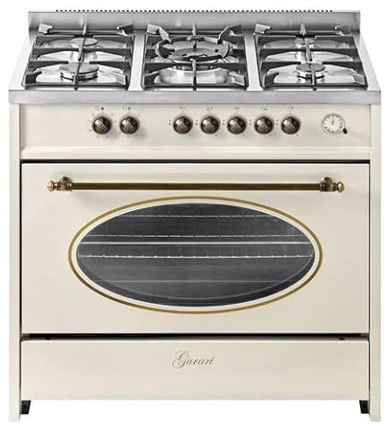 GURARI Gas-Standherd GCH E 914 Cr R, Retro Gas Elektro Standherd 90 cm/Nostalgie Range Coocker / 121L / 8 Funktionen / 5 Hochwertige Brenner/Erdgas/Propangas/Inkl. WOK Adapter