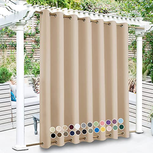 LZXSXZ Outdoor Curtain with Eyelets 1 Piece, Custom Size Outdoor Curtains Waterproof Sun Shade Patio Curtain, Privacy Screen Sun Shade Curtain for Balcony Patio Porch Pergola Gazebo