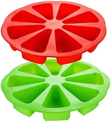 2 Pcs Silicone Baking Molds 8 Cavity Silicone Scone Pan/Cakes Slices Mold/Triangle Cavity Cake Pan, Pizza Slices Pan,Cornbread Brownies Muffins and Soap Mould,for Oven and Instant Pot DIY Baking Tool