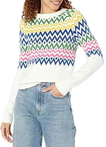 Amazon Essentials Maglione Girocollo Morbido con Motivo Fairisle Donna