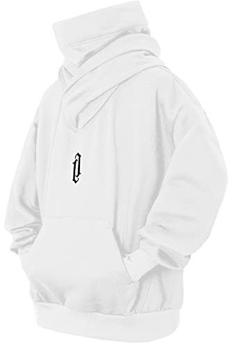 Eocicvvi Felpa Uomo con Cappuccio Collo Alto Pullover Hip Hop Stile Comoda Felpe Pile Hoodies Autunno Invernale Moda