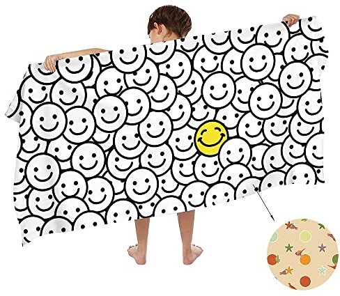 Ulticool Mikrofaser Kinder Handtuch 140 x 70 cm - Smiley Dinosaurier - Leicht Reisehandtuch Schnelltrocknend Badetuch Strandhandtuch Microfaser Microfiber - Reise Strand Sport Kind Junge