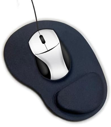 Ptrout Mouse Mats, Mouse Pads Black Non-Slip Mouse Mat Wrist Support Comfort Mouse Pad With Gel Foam Rest Wrist Support Easy Typing Pain Relief Durable And Washable Mousepad For Pc & Laptop