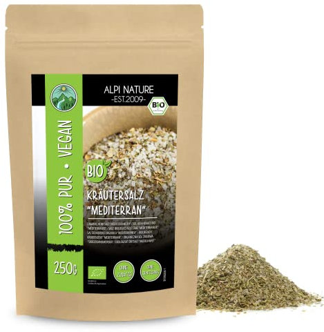 Alpi Nature Mediterranes Kräutersalz BIO 250g, mediterranes Kräutermischung, Gewürz zum Kochen