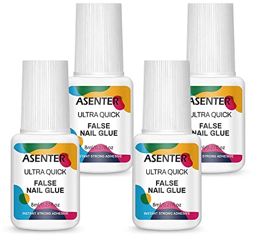 ASENTER 32ml Colle Faux Ongle Extra Forte Rapide Avec Pinceau Longue Duré Colle Capsules Colle
