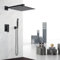 JUNSOTTOR Système de Douche Ensemble de douche mural noir avec mitigeur de douche de 30x30cm Pommeau de Colonne Douche Encastrable Pluie Set de Douche avec Pommeau de Douche douchette à main de luxe