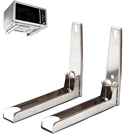 2 Piezas Soporte para Microondas, Plegable Horno Microondas Soporte, Soporte de Microondas de Acero, Ajuste Retráctil, Ahorra Espacio, para Horno, Microondas
