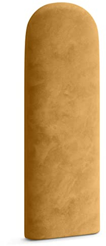 Muralo Wandkissen Gepolstert, Oval, Wandpolster, Velours - 30x100 cm, Gelb | Wandpaneel, ideal als Bettkopfteil oder Lendenkissen - für Schlafzimmer und Wohnzimmer, einfache Anbringung mit Montagekleber