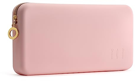 FVION Makeup Pinsel Halter, Tragbarer Kosmetiktasche, Makeup Pinsel Organizer für Reisen, Große Make-up-Tasche Schminktasche Kosmetiktasch Organizer (Rosa)