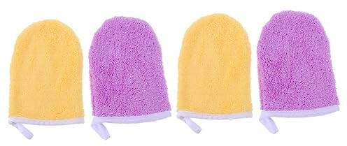 Beavorty 4 Stück Handschuhe Zum Abschminken Kosmetik-entferner-handschuh Weicher Gesichtshandschuh Peeling-gesichtshandschuhe Mikrofasertücher Reinigung Superfeine Faser Waschlappen
