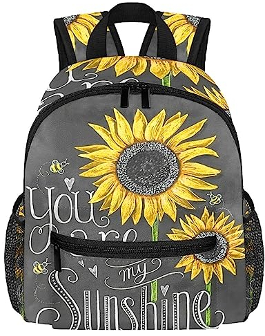 DJROW Rucksack mit Sonnenblumendruck You Are My Sunshine auf Kreidetafel, für Kleinkinder, Jungen, Mädchen, Kindergarten, Kinder, Snack, Kindergarten, Schule, Rucksack, mehrfarbig, 10x4x12 in