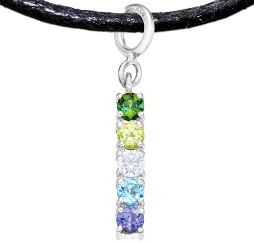 Homosexuell Geschenk Schmuck Anhänger mit Halsband, Handgefertigter Charm mit Regenbogen Edelsteinen, Auch für Armband, Halskette, Kette - Schwul PRIDE Fashion (Silber 925 Platiniert, Gay Schmuck)