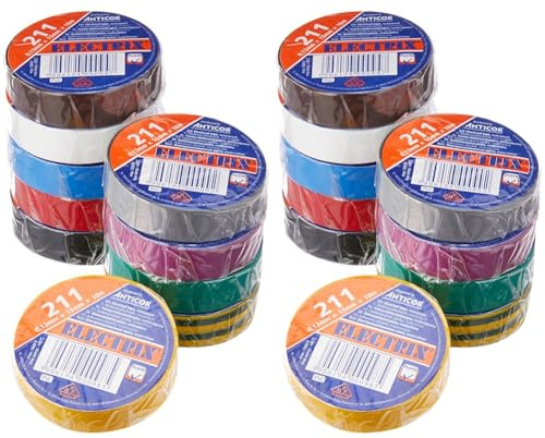 Adam Hall Accessories 580813 RNB 10 - Cinta aislante 0,13 x 15 mm x 10 m set de 10 colores (Paquete de 2)