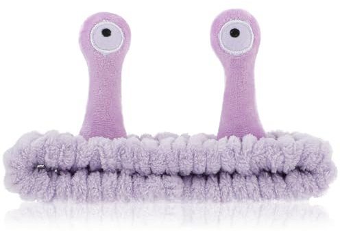 Sibba Gesichtswasch Stirnband Schnecken Spa Haarbänder Make up Stirnbänder Niedliches Cartoon Korallen Fleece Elastisches Kreatives Haar Accessoire zum Waschen des Gesichts Dusche Sport (Lila)
