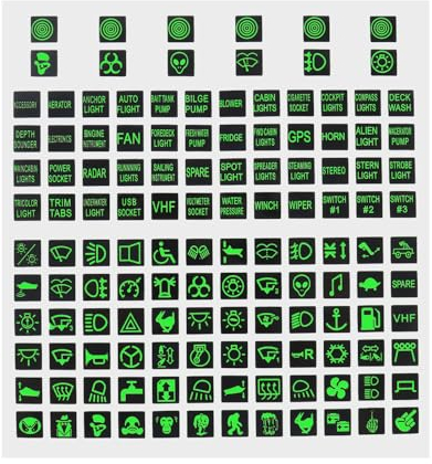 LT Easiyl 132 Stück Im Dunkeln Leuchtende Aufkleber für Höhenlichtschalter Leuchtende Aufkleber für Auto Nachtsicherheit Auto Scheinwerfersteuerung GPS Boot Anhänger Mittelkonsolenschalter