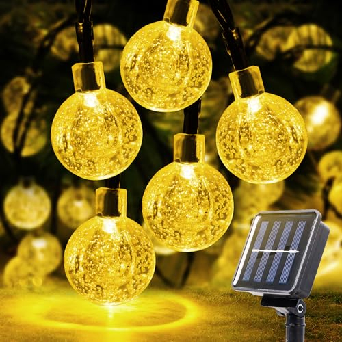 Mexllex Solar Lichterkette Aussen, 8M 50 LED 8 Modi Lichterkette Aussen Solar Solarlichterkette Aussen Wetterfest Kristall Kugeln, Solar Lichterkette Outdoor für Garten,Terrasse, Balkon,Partys