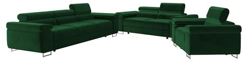 Mirjan24 Sofa Set Torezio 3+2+1, Sofagarnitur für Wohnzimmer, Couchgarnitur, Wohnlandschaft, Sofas, Couch, Füße aus Metall Chrom, Sofa (Manila 35)
