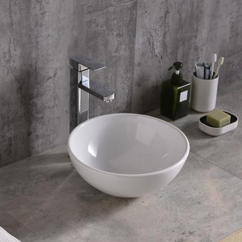 Badezimmer-Waschbecken, Kleine Wohnung, Reinigen, Über Der Theke, Kunstwaschbecken, Keramik, Starkes Und Robustes Waschbecken, Waschbecken, Wet Bar (Farbe : White, Grö