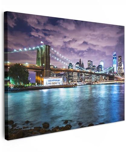 MuchoWow© Wandbilder 70x50 cm Schlafzimmer Home Deko Wohnung Bild Wohnzimmer Fotoleinwand Wand Bilder Leinwand Wall Decor New York - Skyline - Stadt - Farben