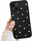 POTOK Handyhülle für iPhone 15 Schwarz matt mit Kameraschutz, Niedlich Herz Schutzhülle Design für Frauen Mädchen, Kratzfeste Schutzhülle für iPhone 15