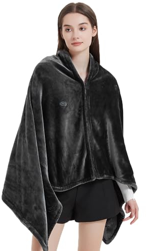 Gobesty Elektrische Heizdecke USB, Wärmedecke Heizdecke, Flanell Elektrische Wärmedecke mit Reißverschluss, 3 Temperaturstufen, Waschbar Heizdecke Kuscheldecke für Haus Büro Auto Camping, 160 * 80CM