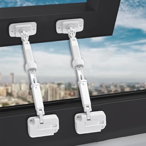 FGXY 2pcs Fenstersicherung, Einstellbarefensterstopper, Baby-Sicherheits-Fensterbegrenzer, Keine Notwendigkeit Für Bohren Und Werkzeuge, Geeignet Für Holz, Metall, Aluminium Fensterrahmen