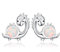 VICKWOOD 925 Dino Ohrringe aus echt 925 Silber Dinosaurier Ohrstecker mit Opal in Silber Geschenk für Kinder/Mädchen (Dino_Opal)