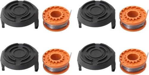 YUETTYY Trimmer Replacement Spool Line and Spool Cover for MCGREGOR MCT1825,MCT2X1825 18V Strimmer Trimmer Accessories,2.5m*1.5mm Strimmer Line Spool & Cover (4 Sets)