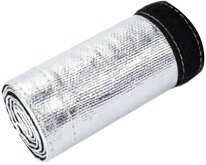 Fiberglass Heat Shield Sleeve, Glass Fiber Fabric Heat Shroud Metal Heat Shield Sleeve Insulation Protect Sleeving Pipe for Cable Wire Wrap (25mm*1m)