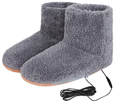 Electric Heated Foot Warmer USB Heating Slipper Boots High Boot Slippers Shoes Winter Warm Furry Floor Slippers Home House Slippers Heated Up Indoor Ankle Bootie Heated Foot Heater Mat for Women Men