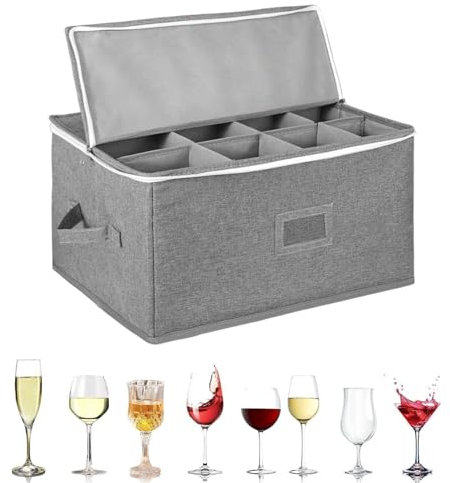 Boîte de rangement pour tasses, cartons de déménagement pour verres - Boîtes de rangement pour verrerie avec séparateurs - Organisateur de rangement pour gobelets - Conteneur de rangement en fine