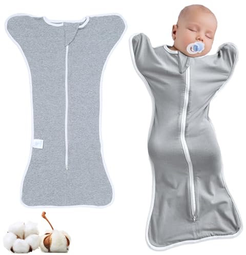 HBSFBH Pucksack Baby 0-3 Monate, Baby Wickeldecke, Atmungsaktives Pucktuch, Wickeltuch für Säuglinge, Baby mühelos pucken, Neugeborene Wickeltuch, Babyschlafsack Wickeltuch, Baby Swaddle Sack, Grau