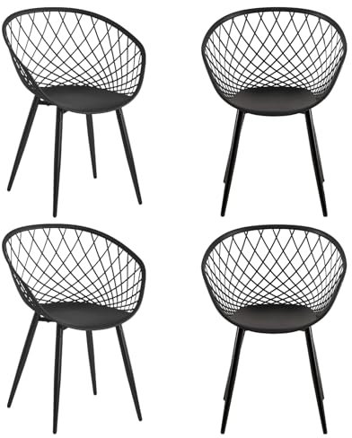 GOKHOMX Gartenstühle 4er Set, Gartensessel Terrassenstühle Balkonstühle mit Armlehnen Outdoor Sessel Kunststoffstühle mit Rückenlehne und Metallbeinen Terrassenmöbel Balkonmöbel Set